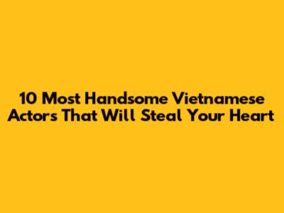 10 Most Handsome Vietnamese Actors That Will Steal Your Heart