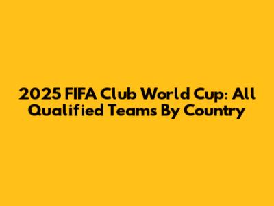 2025 FIFA Club World Cup: All Qualified Teams By Country