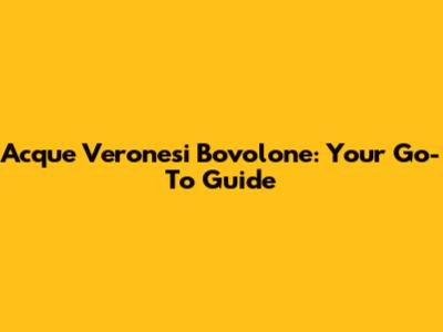 Acque Veronesi Bovolone: Your Go-To Guide