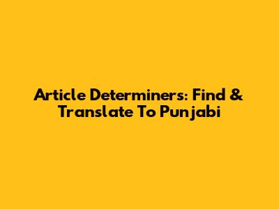 Article Determiners: Find & Translate To Punjabi