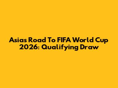 Asia's Road To FIFA World Cup 2026: Qualifying Draw