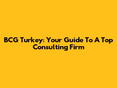BCG Turkey: Your Guide To A Top Consulting Firm