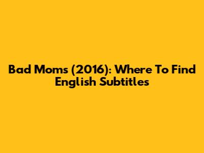 Bad Moms (2016): Where To Find English Subtitles