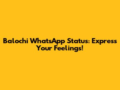 Balochi WhatsApp Status: Express Your Feelings!