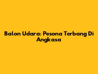 Balon Udara: Pesona Terbang Di Angkasa