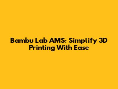 Bambu Lab AMS: Simplify 3D Printing With Ease