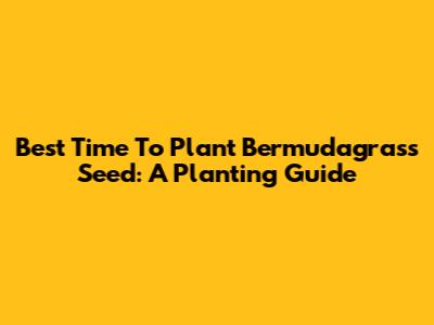Best Time To Plant Bermudagrass Seed: A Planting Guide
