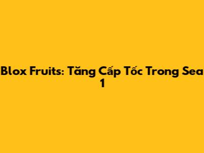 Blox Fruits: Tăng Cấp Tốc Trong Sea 1