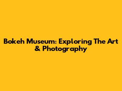 Bokeh Museum: Exploring The Art & Photography