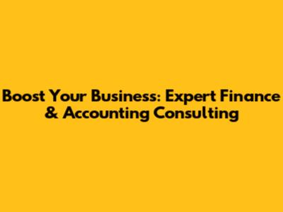 Boost Your Business: Expert Finance & Accounting Consulting