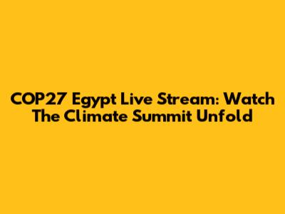 COP27 Egypt Live Stream: Watch The Climate Summit Unfold