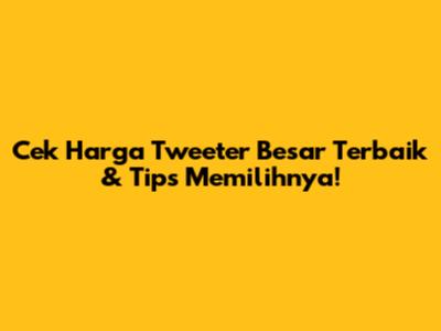Cek Harga Tweeter Besar Terbaik & Tips Memilihnya!