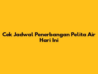 Cek Jadwal Penerbangan Pelita Air Hari Ini