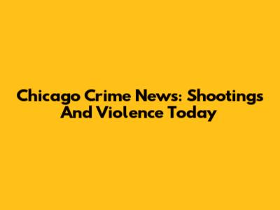 Chicago Crime News: Shootings And Violence Today