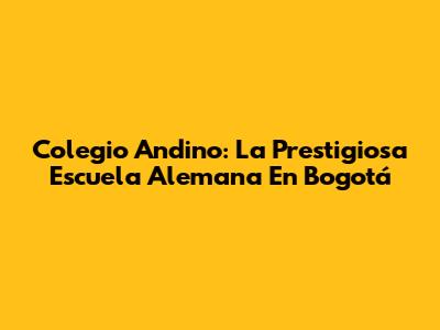 Colegio Andino: La Prestigiosa Escuela Alemana En Bogotá