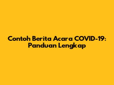 Contoh Berita Acara COVID-19: Panduan Lengkap