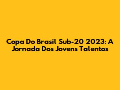 Copa Do Brasil Sub-20 2023: A Jornada Dos Jovens Talentos