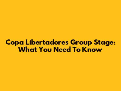 Copa Libertadores Group Stage: What You Need To Know