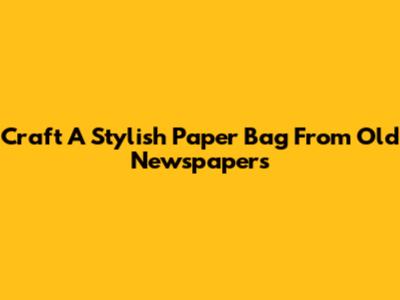 Craft A Stylish Paper Bag From Old Newspapers