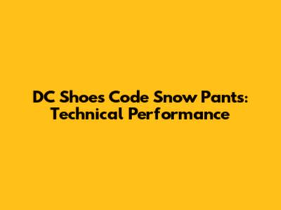DC Shoes Code Snow Pants: Technical Performance