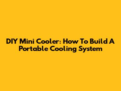 DIY Mini Cooler: How To Build A Portable Cooling System