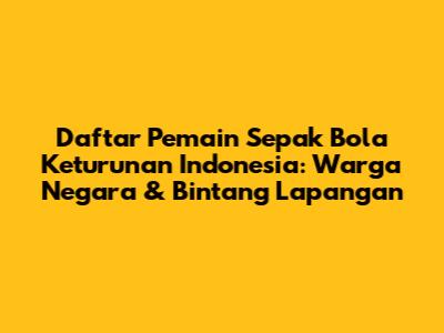 Daftar Pemain Sepak Bola Keturunan Indonesia: Warga Negara & Bintang Lapangan