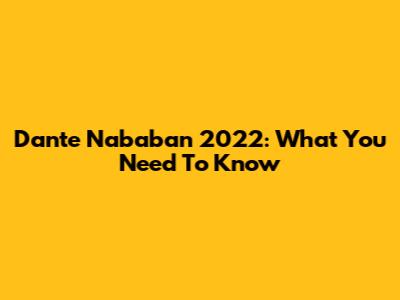 Dante Nababan 2022: What You Need To Know
