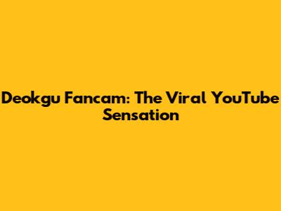 Deokgu Fancam: The Viral YouTube Sensation
