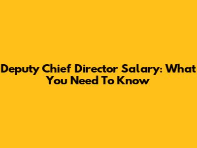 Deputy Chief Director Salary: What You Need To Know