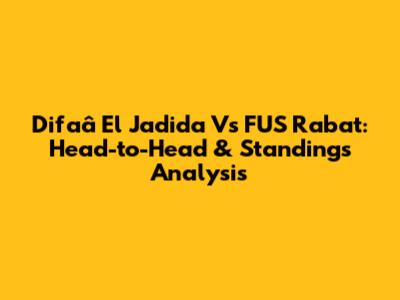 Difaâ El Jadida Vs FUS Rabat: Head-to-Head & Standings Analysis