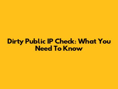 Dirty Public IP Check: What You Need To Know