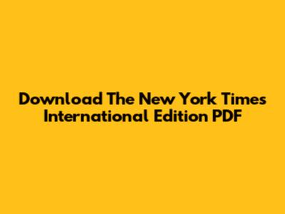 Download The New York Times International Edition PDF