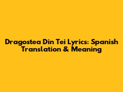 Dragostea Din Tei Lyrics: Spanish Translation & Meaning