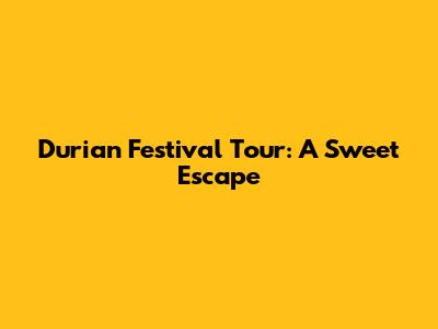 Durian Festival Tour: A Sweet Escape