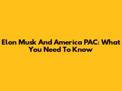 Elon Musk And America PAC: What You Need To Know