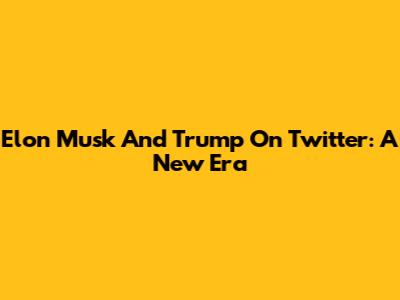 Elon Musk And Trump On Twitter: A New Era