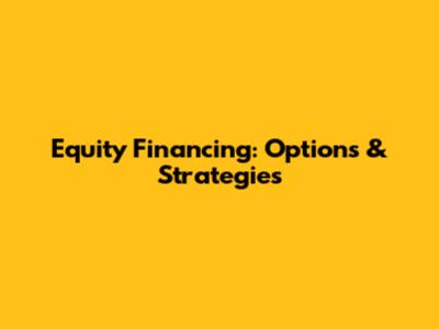Equity Financing: Options & Strategies