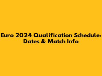 Euro 2024 Qualification Schedule: Dates & Match Info