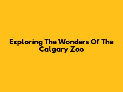 Exploring The Wonders Of The Calgary Zoo