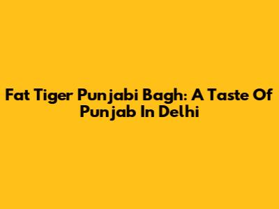 Fat Tiger Punjabi Bagh: A Taste Of Punjab In Delhi