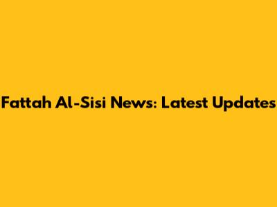 Fattah Al-Sisi News: Latest Updates