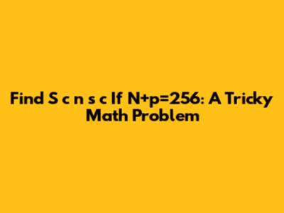 Find S*c*n*s*c If N+p=256: A Tricky Math Problem