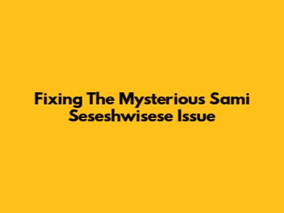 Fixing The Mysterious 'Sami Seseshwisese' Issue