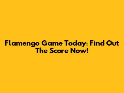 Flamengo Game Today: Find Out The Score Now!
