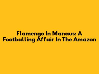 Flamengo In Manaus: A Footballing Affair In The Amazon