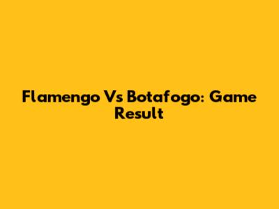 Flamengo Vs Botafogo: Game Result
