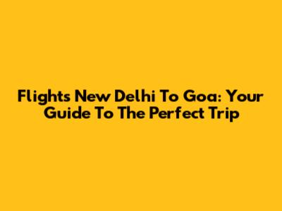 Flights New Delhi To Goa: Your Guide To The Perfect Trip