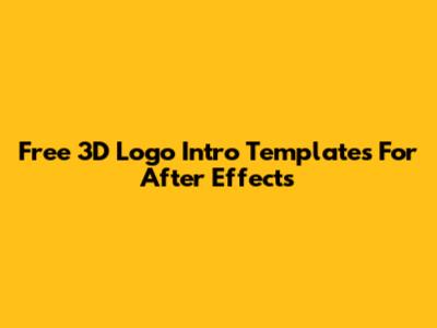 Free 3D Logo Intro Templates For After Effects