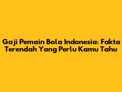 Gaji Pemain Bola Indonesia: Fakta Terendah Yang Perlu Kamu Tahu