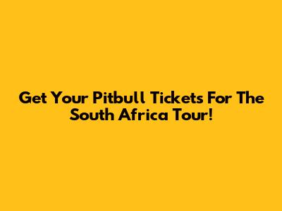 Get Your Pitbull Tickets For The South Africa Tour!